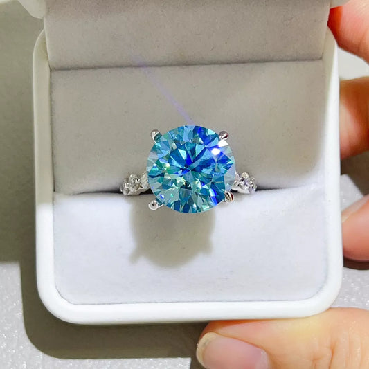 10 Carat Sterling Silver Moissanite Ring in Pastel Blue - women's ring