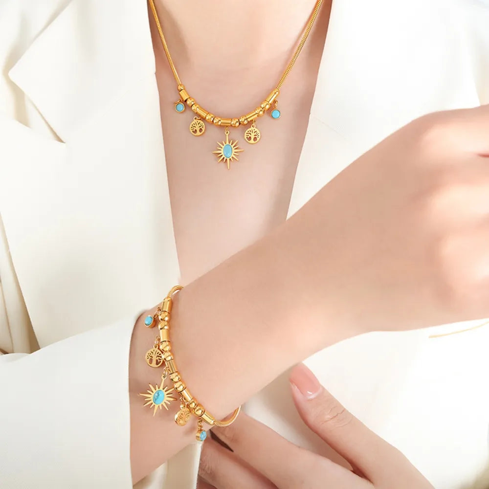 Gold-Plated Titanium Steel Charm Bracelet - alternate jewelry view