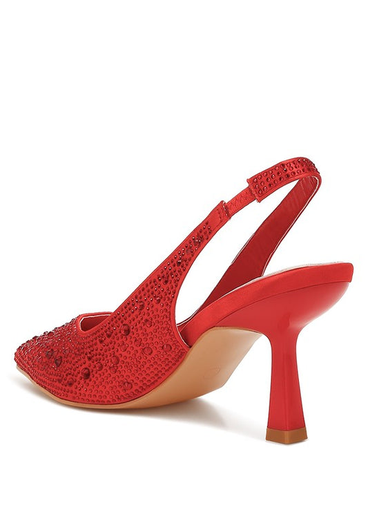 Satin Pearl Slingback Heels