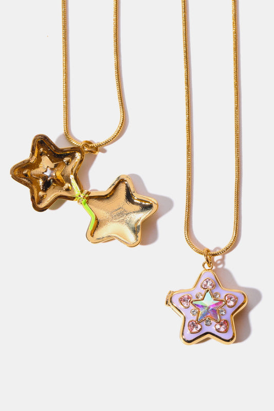 Rhinestone Decor Star Box Pendant Necklace in Yellow-Green - women's pendant necklace