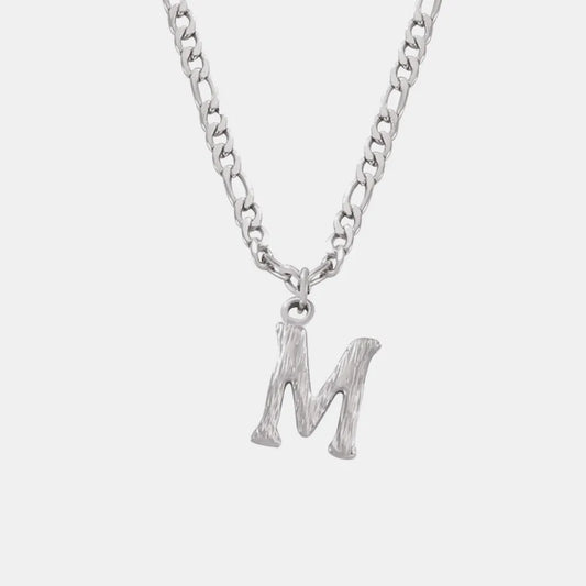 Titanium Steel Letter Pendant Necklace in Style M - women's pendant necklace