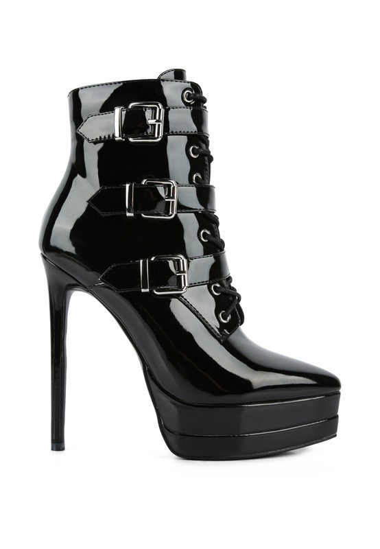 Patent Buckle Strap Boots