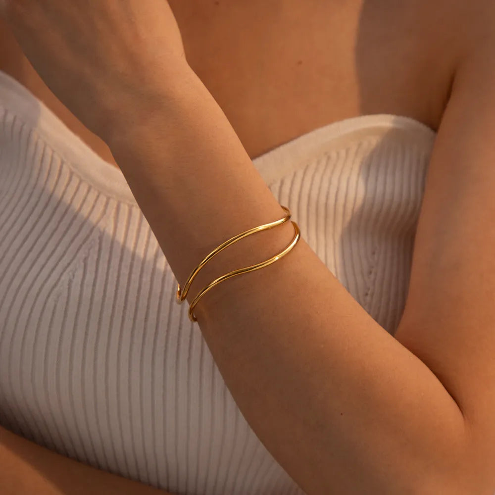 Minimalist Stainless Steel Cuff Bracelet - alternate jewelry view