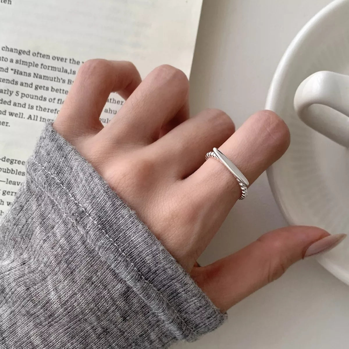 Sterling Silver Geometric Ring - alternate ring view