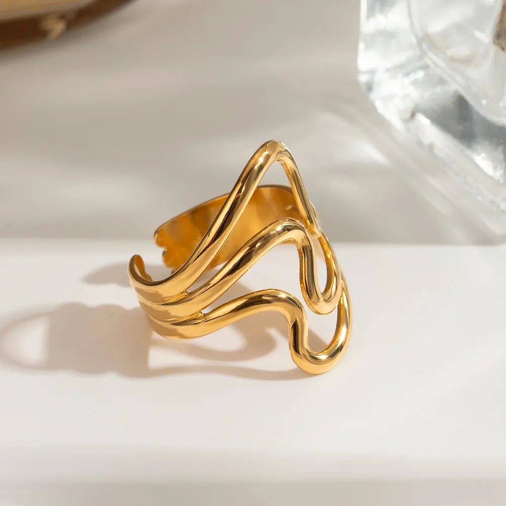 Stainless Steel Corrugated Open Ring - alternate ring view