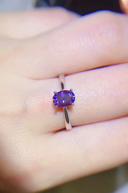 1 Carat Moissanite 4-Prong Solitaire Ring in Purple - women's solitaire ring
