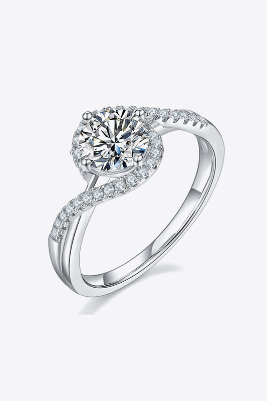 1 Carat Moissanite Crisscross Ring in Silver - women's ring