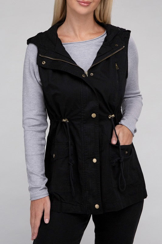 Drawstring Hoodie Vest