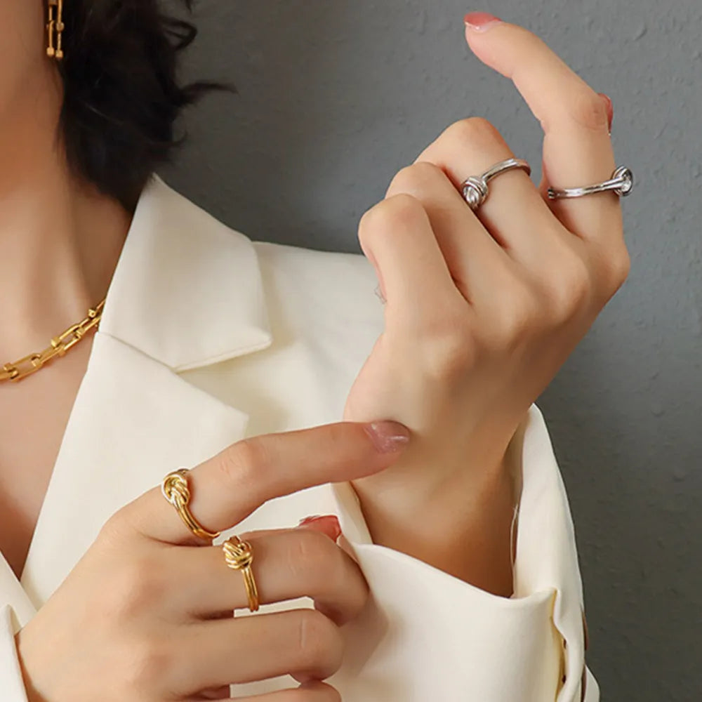 Titanium Steel Knot Ring in Gold - women's ring