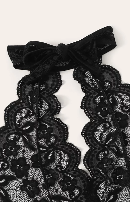 Floral Lace Crotchless Teddy