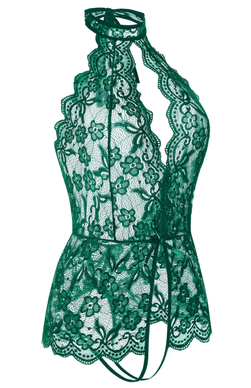 Floral Lace Crotchless Teddy