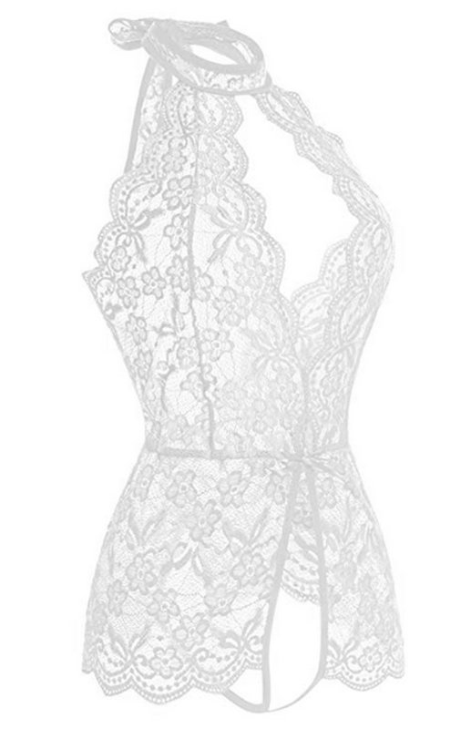 Floral Lace Crotchless Teddy