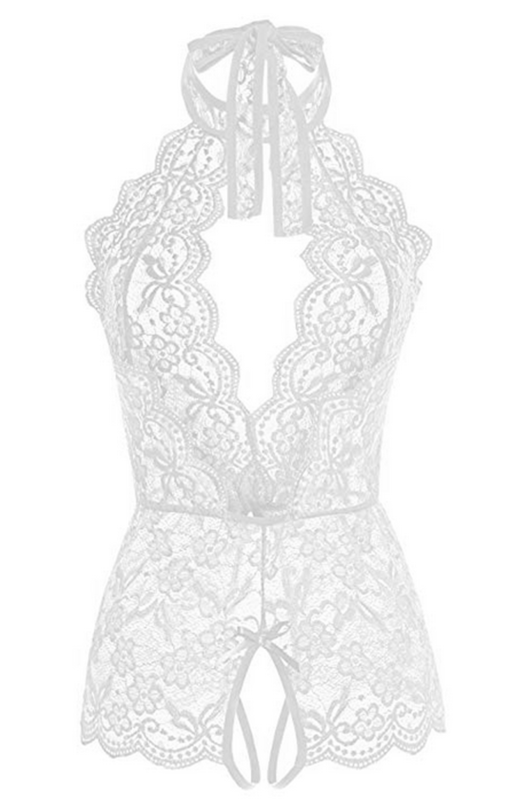 Floral Lace Crotchless Teddy