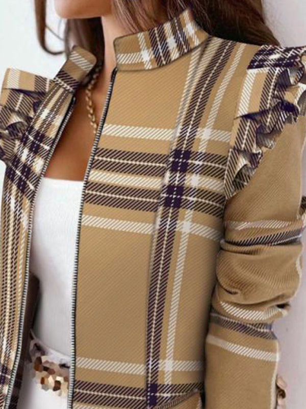 Plaid Zipper Front Jacket