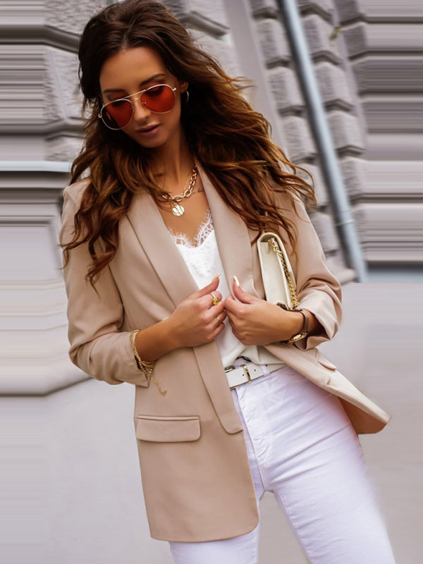 Peak-Lapel Open Front Blazer