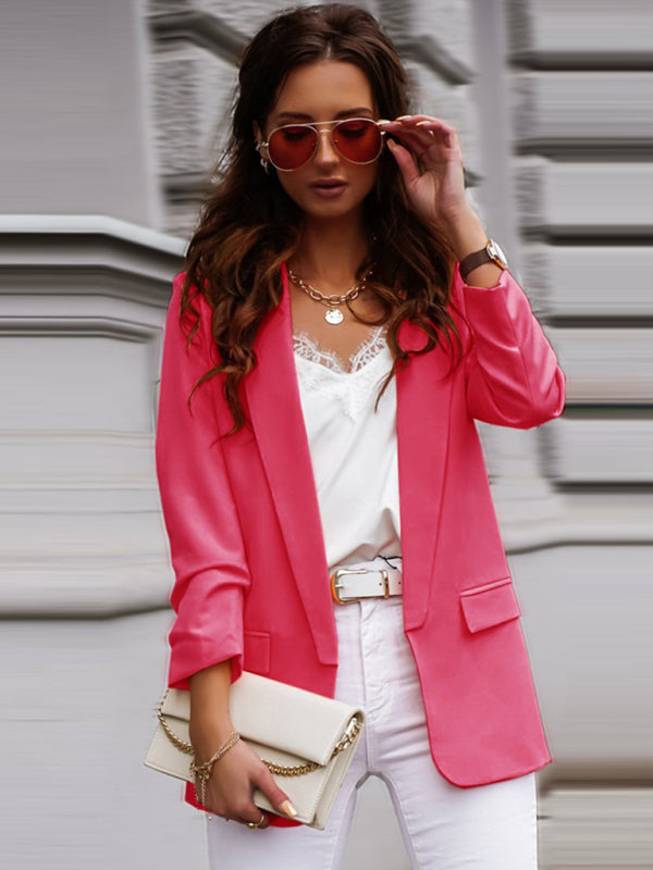 Peak-Lapel Open Front Blazer