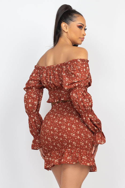 Ruffled Top & Skirt Set