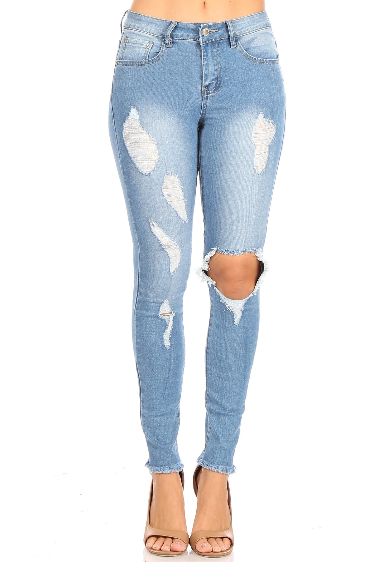 Distressed Skinny Ankle Jeans