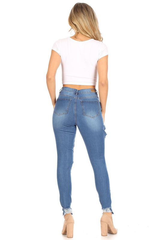High Waist Destroyed Jeans