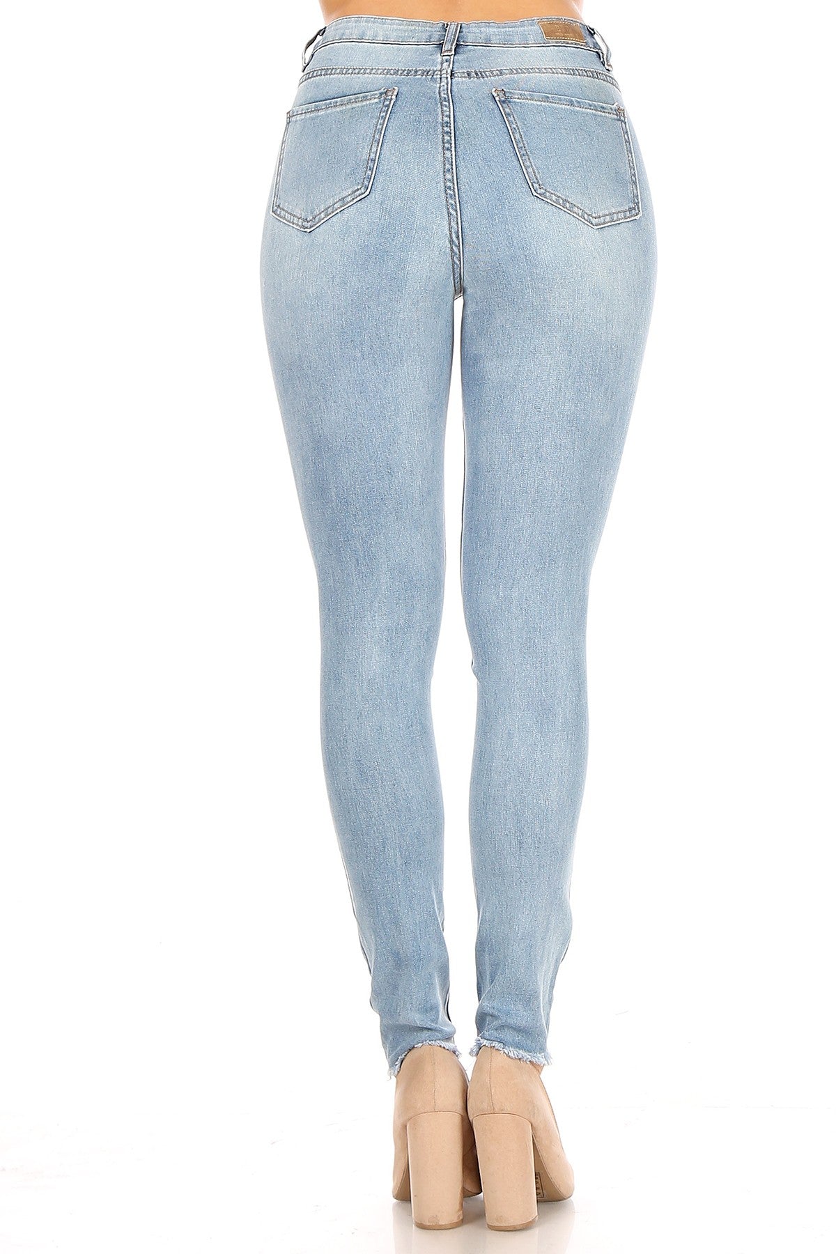High-Rise Distress Jeans