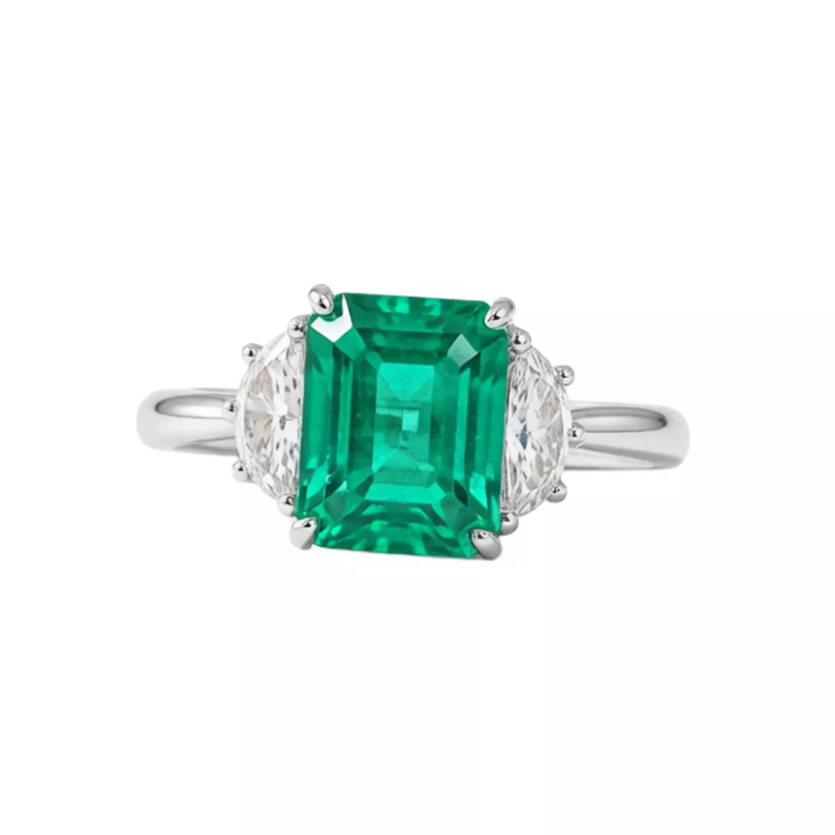 Sterling Silver Zircon Geometric Ring in Green - women's ring