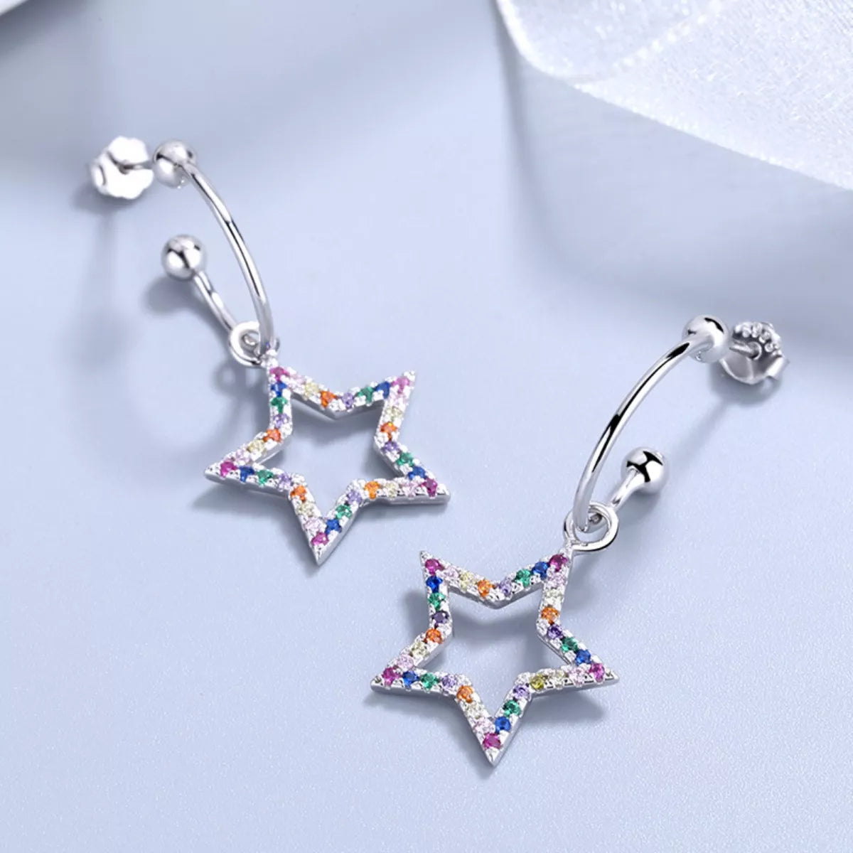 Star C-Hoop Dangle Earrings - alternate earring view