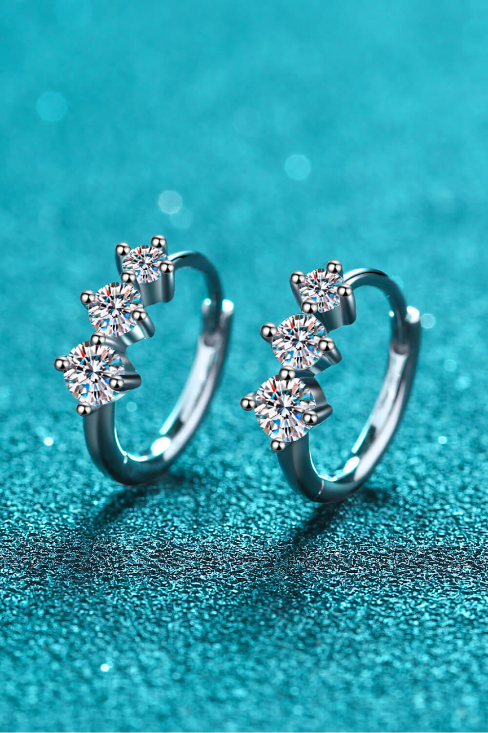 Sterling Silver Moissanite Huggie Earrings - alternate earring view