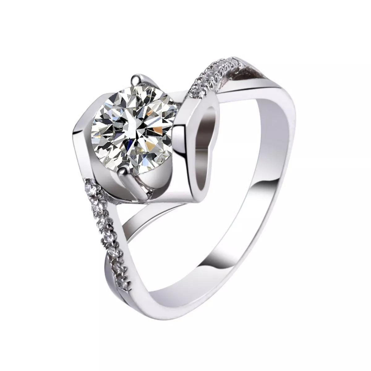 1 Carat Sterling Silver Moissanite Ring - alternate ring view