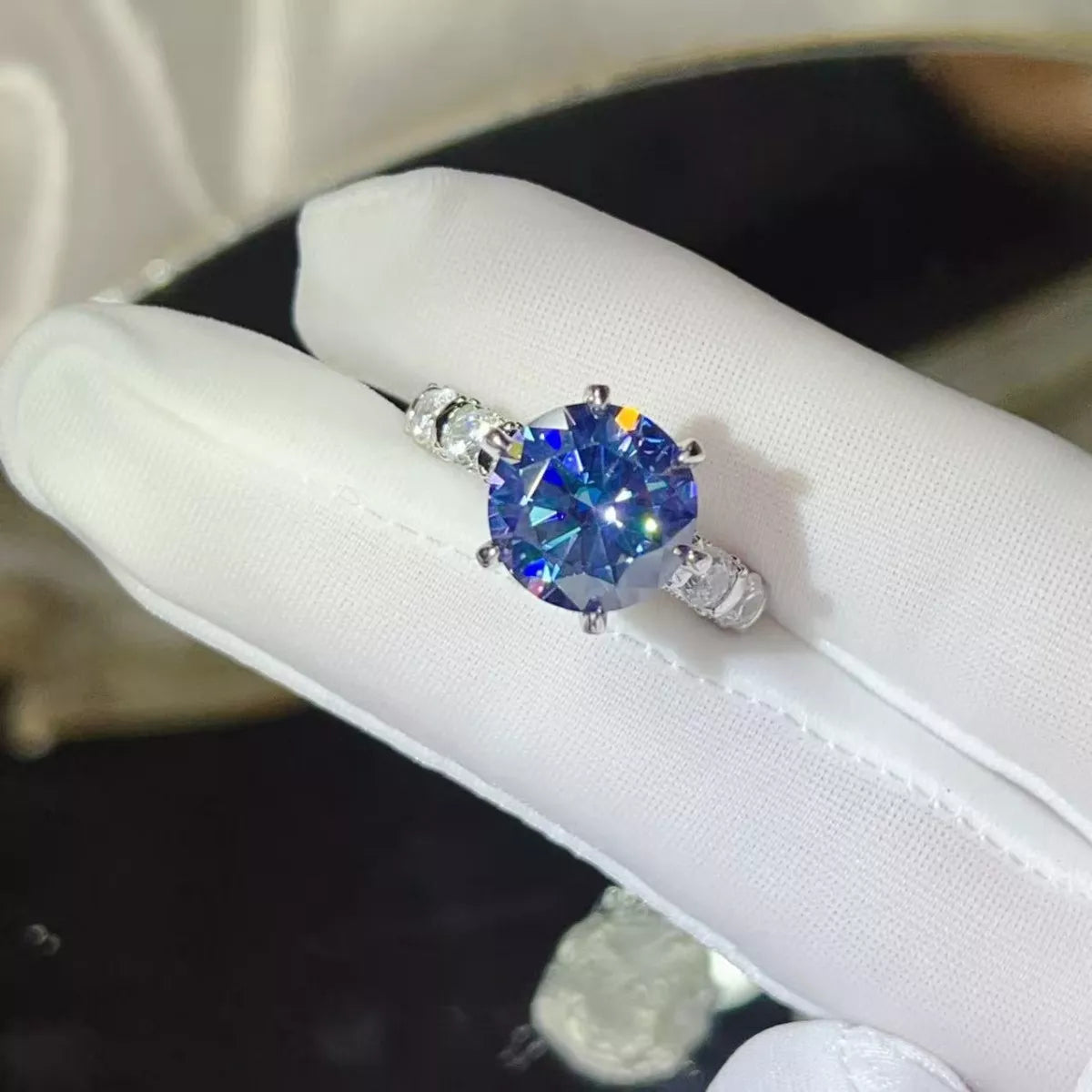 5 Carat Moissanite 6-Prong Sterling Silver Ring in Silver - women's ring