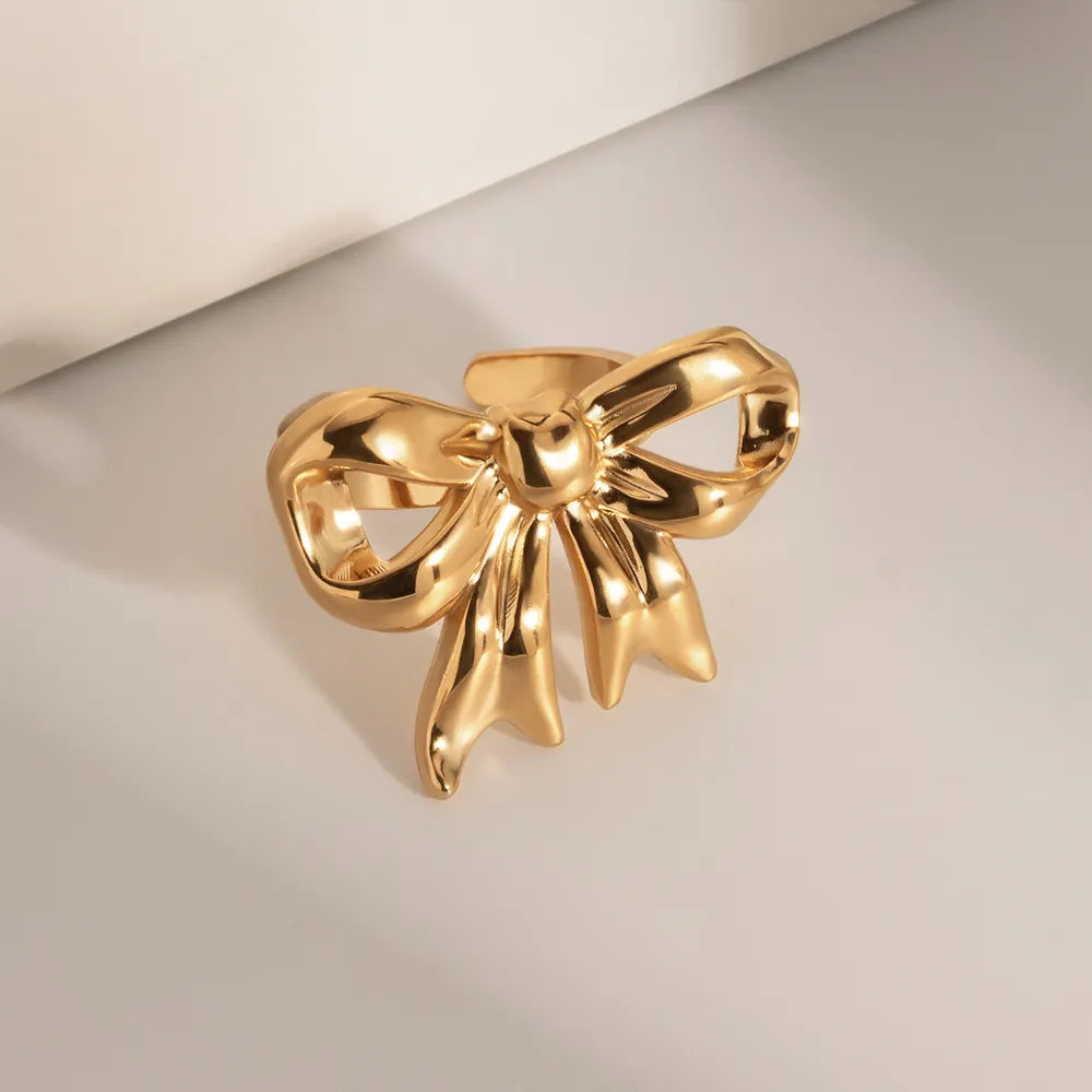 18K Gold-Plated Stainless Steel Bow Ring - alternate ring view