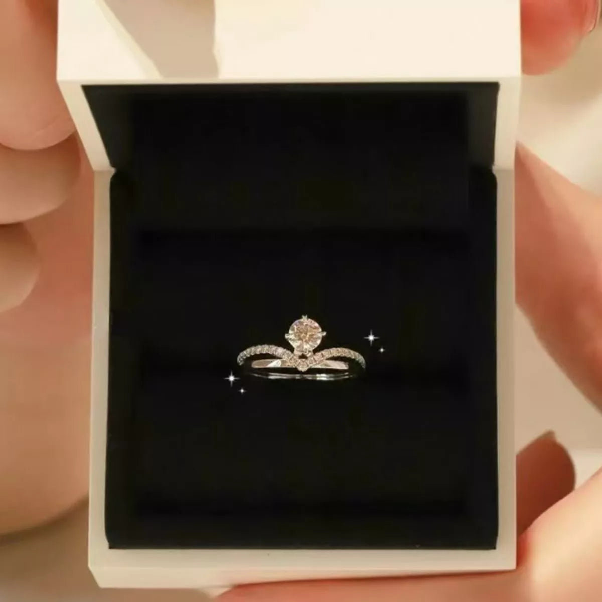 1 Carat Sterling Silver Moissanite Ring - alternate ring view