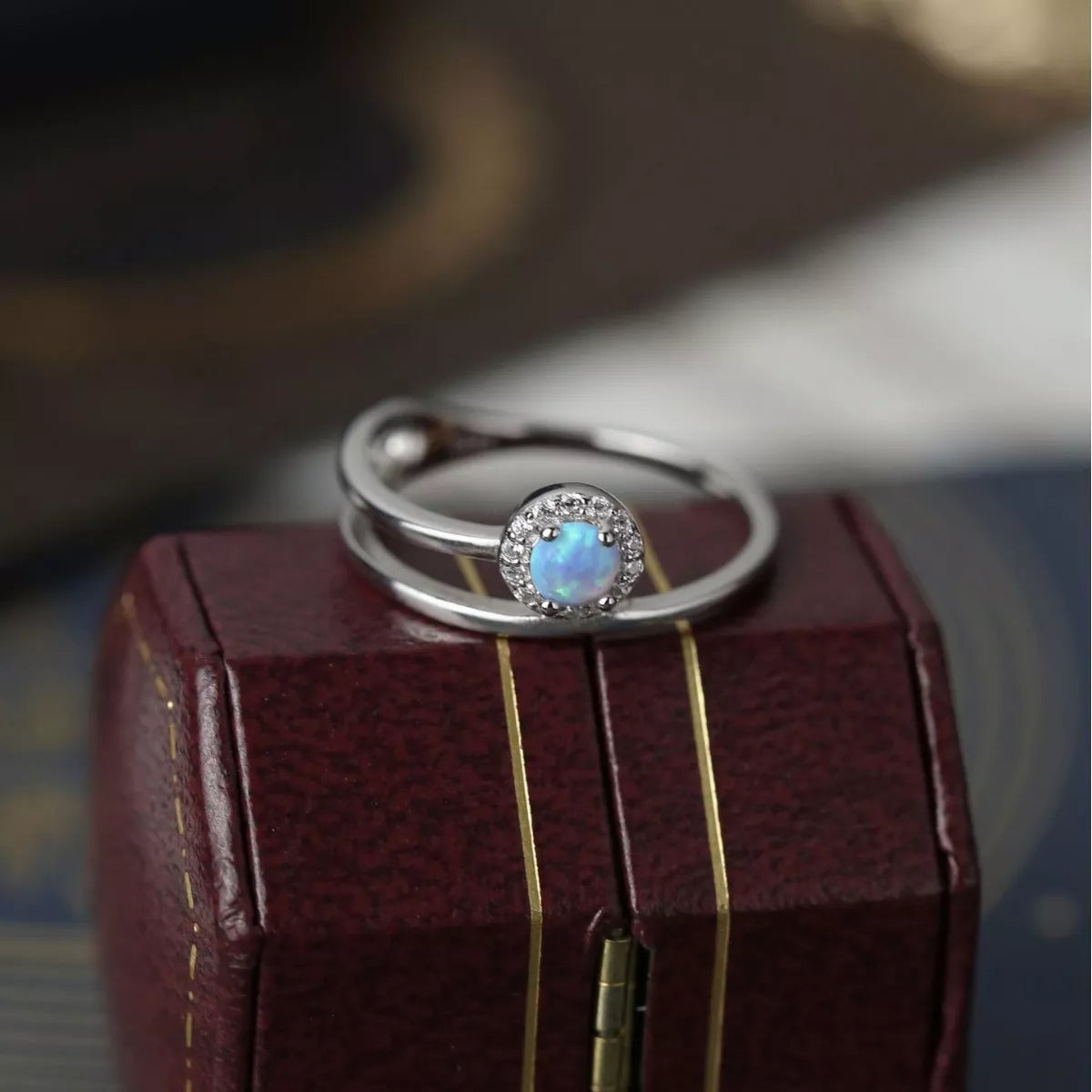 Sterling Silver Opal Ring in Silver - women's ring