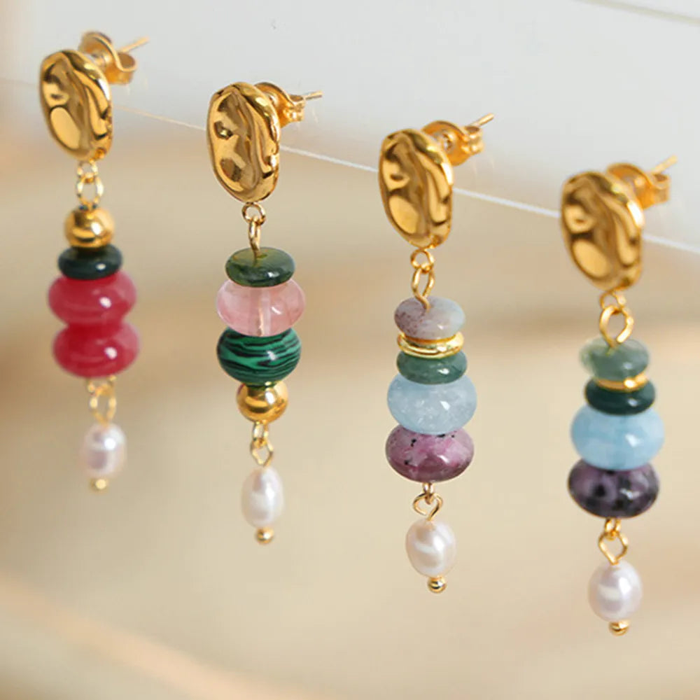 Natural Stone Freshwater Pearl Dangle Earrings in Light Blue - women's dangle earrings