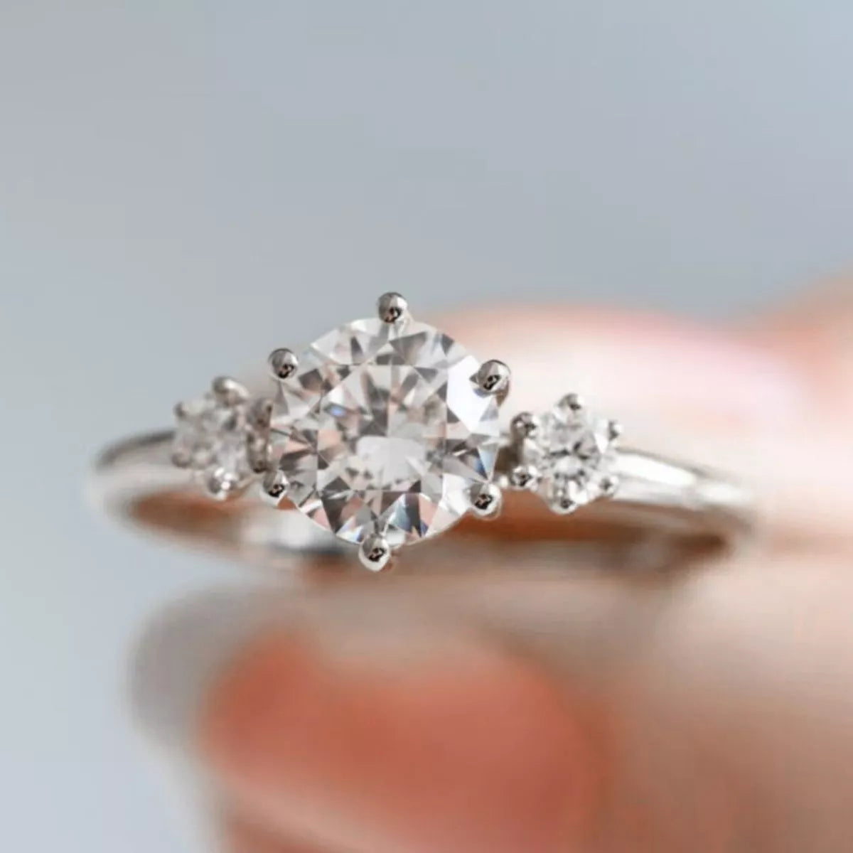 Sterling Silver Moissanite Ring - alternate ring view