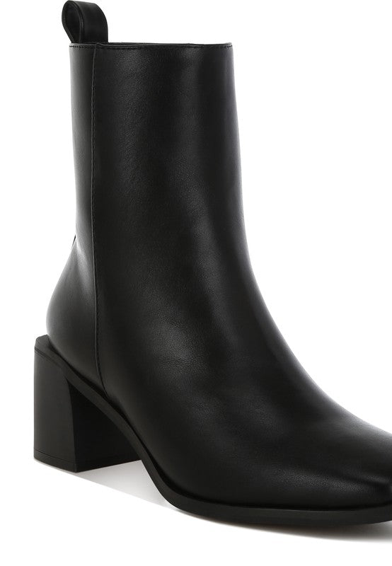 Square Toe Faux Leather Boots