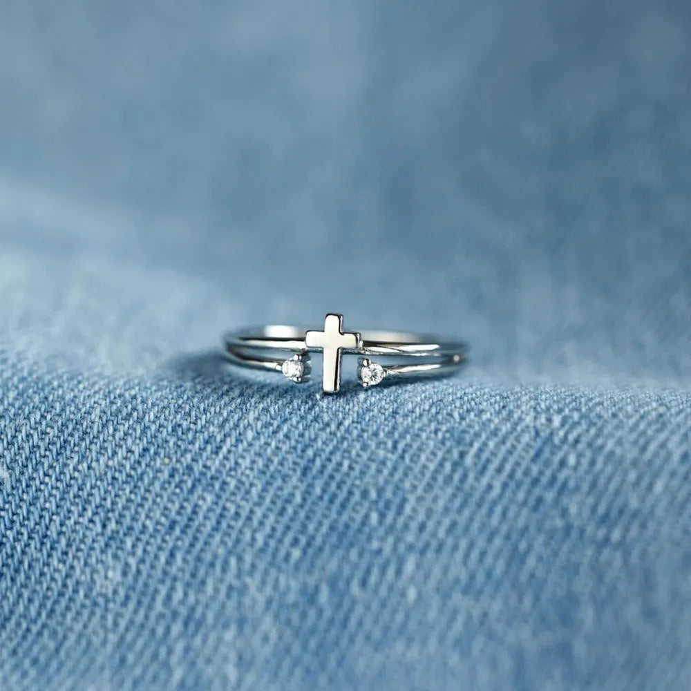 Sterling Silver Cross Ring in Silver - women's ring