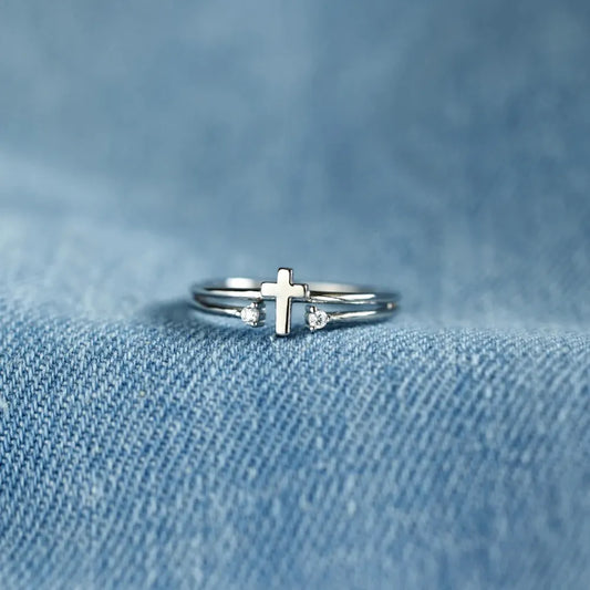 Sterling Silver Cross Ring in Silver - women's ring