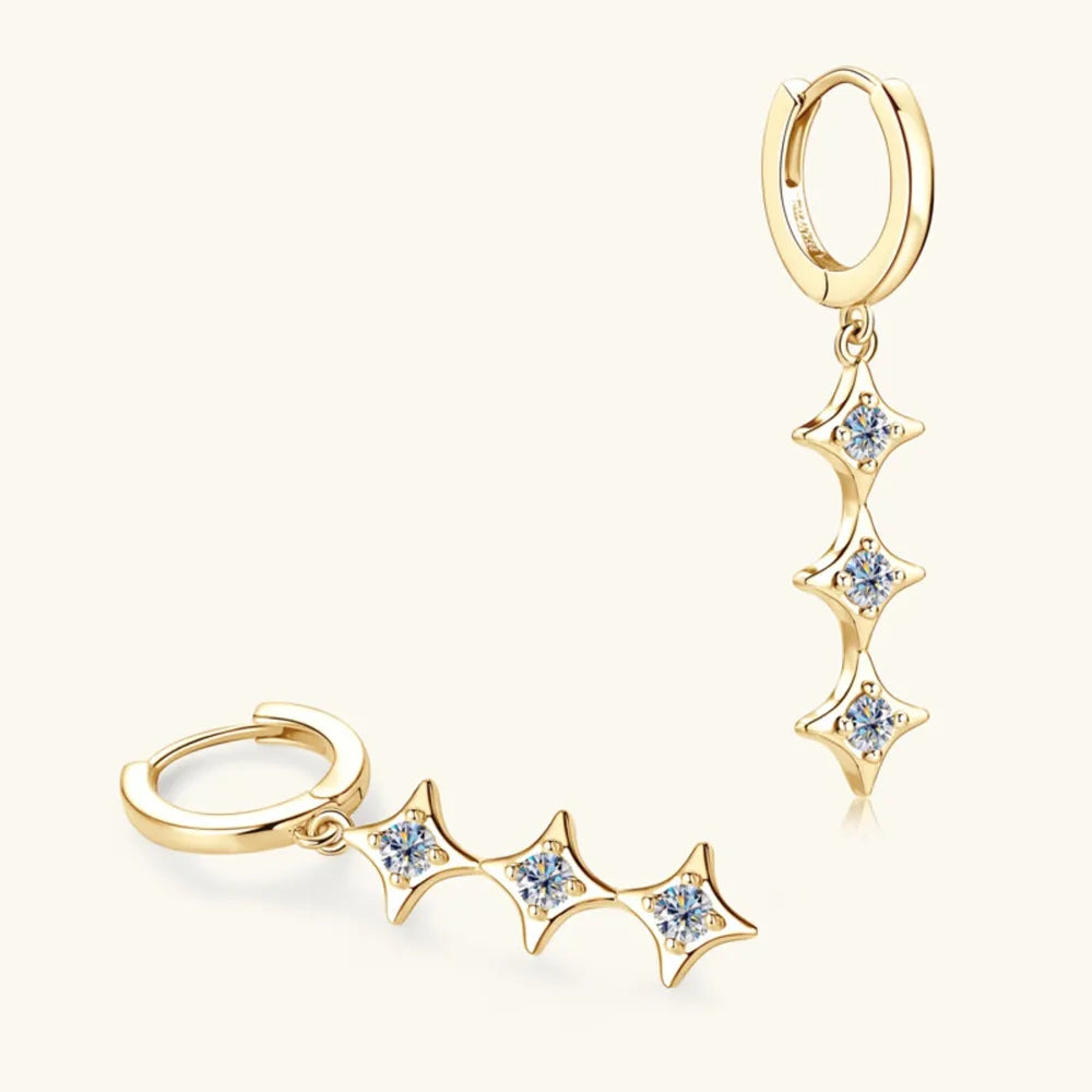 Moissanite Sterling Silver Geometric Shape Earrings - alternate earring view