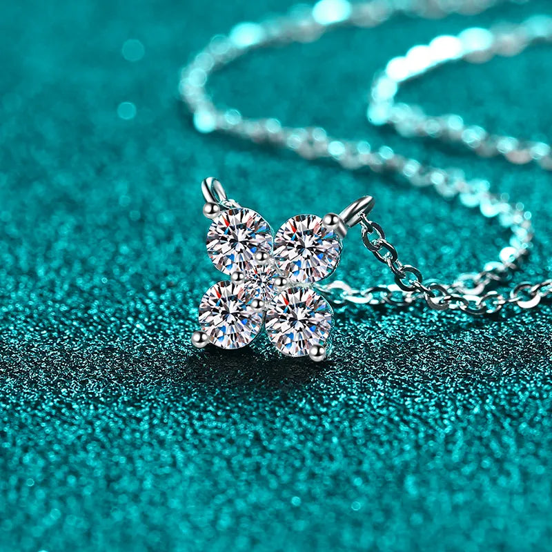 1.26 Carat Moissanite Sterling Silver Geometric Shape Pendant Necklace - alternate necklace view