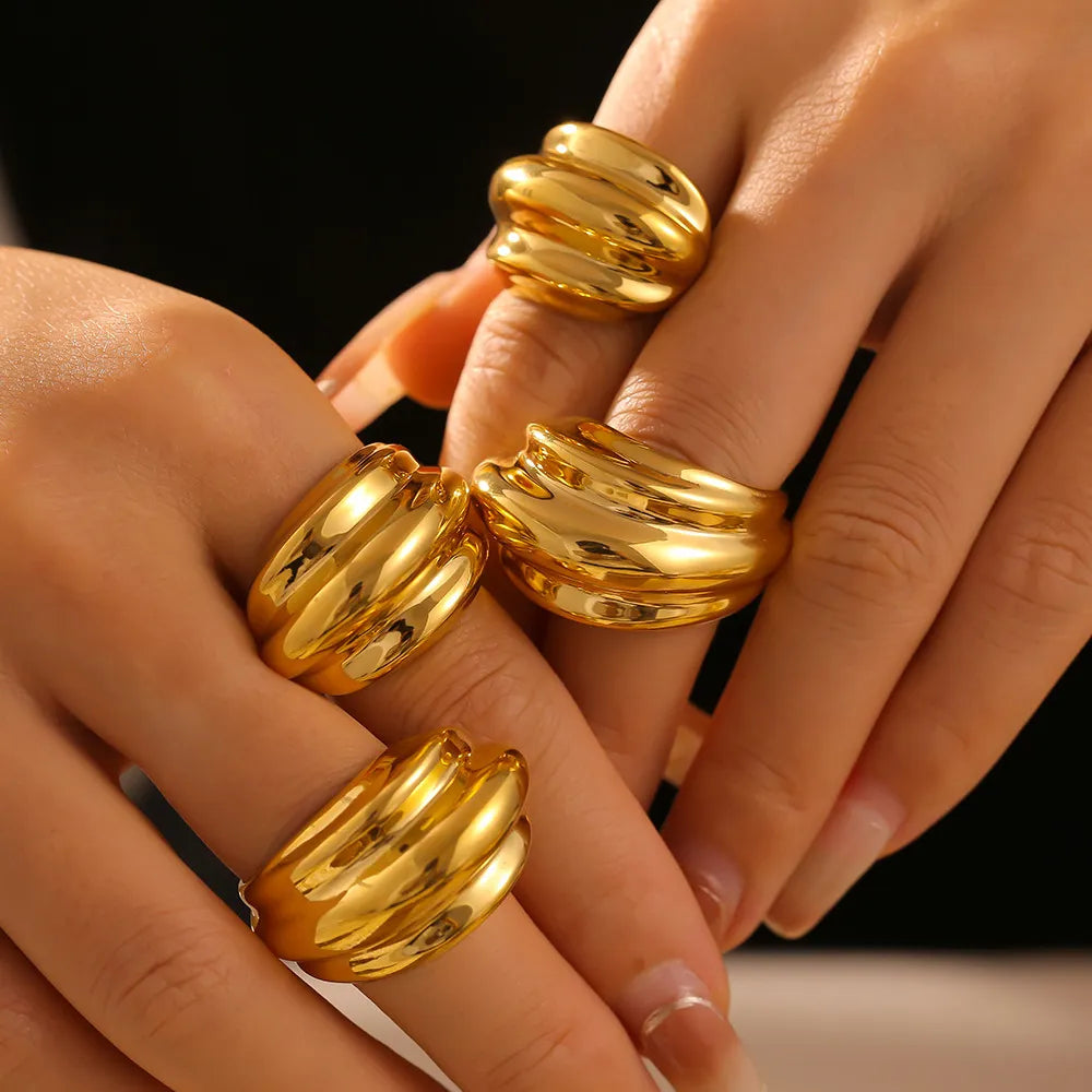 18K Gold-Plated Titanium Steel Open Ring in Gold - women's open ring