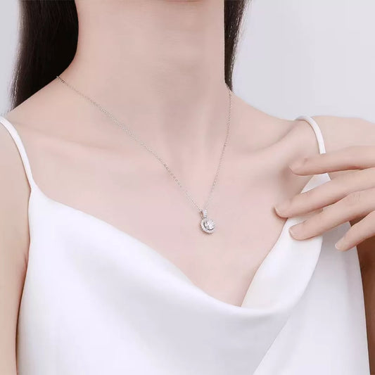 1 Carat Moissanite Sterling Silver Pendant Necklace - alternate necklace view