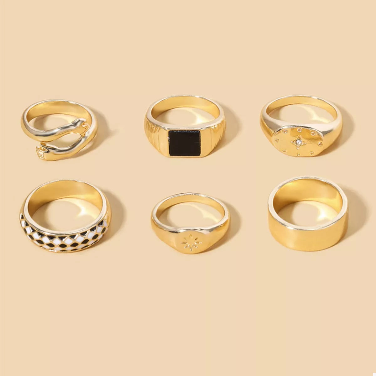 6 Piece 18K Gold-Plated Ring - alternate ring view