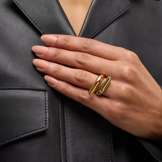 Stainless Steel Bypass Ring in Silver - women's ring