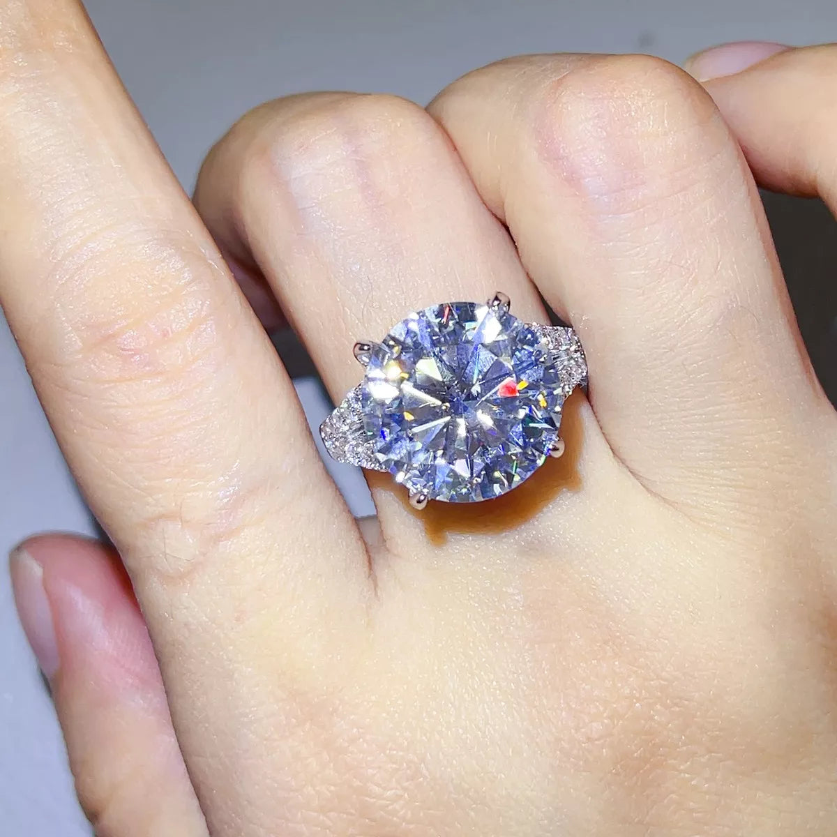 10 Carat Sterling Silver Moissanite Ring in Silver - women's ring