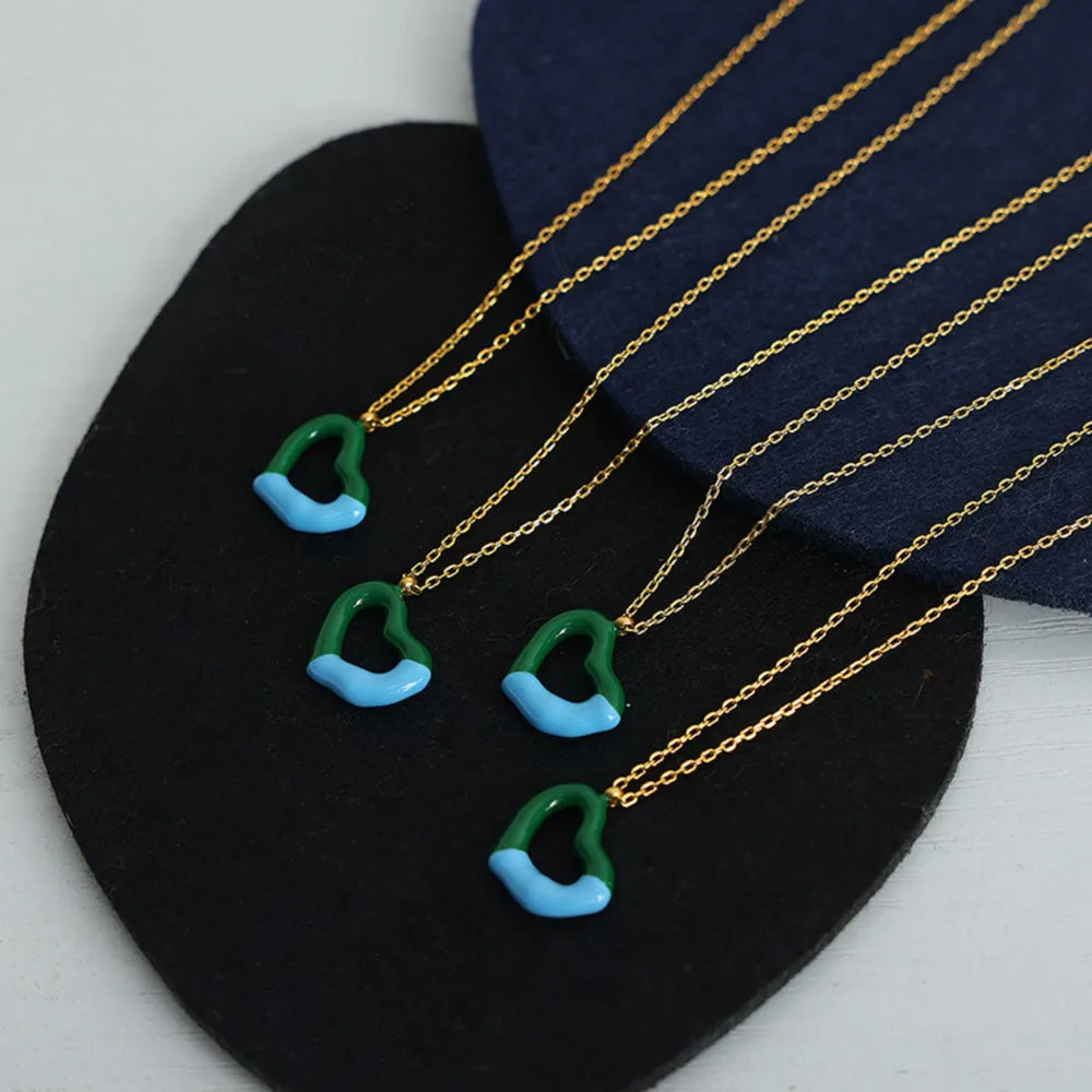 Heart Pendant Titanium Steel Necklace - alternate necklace view