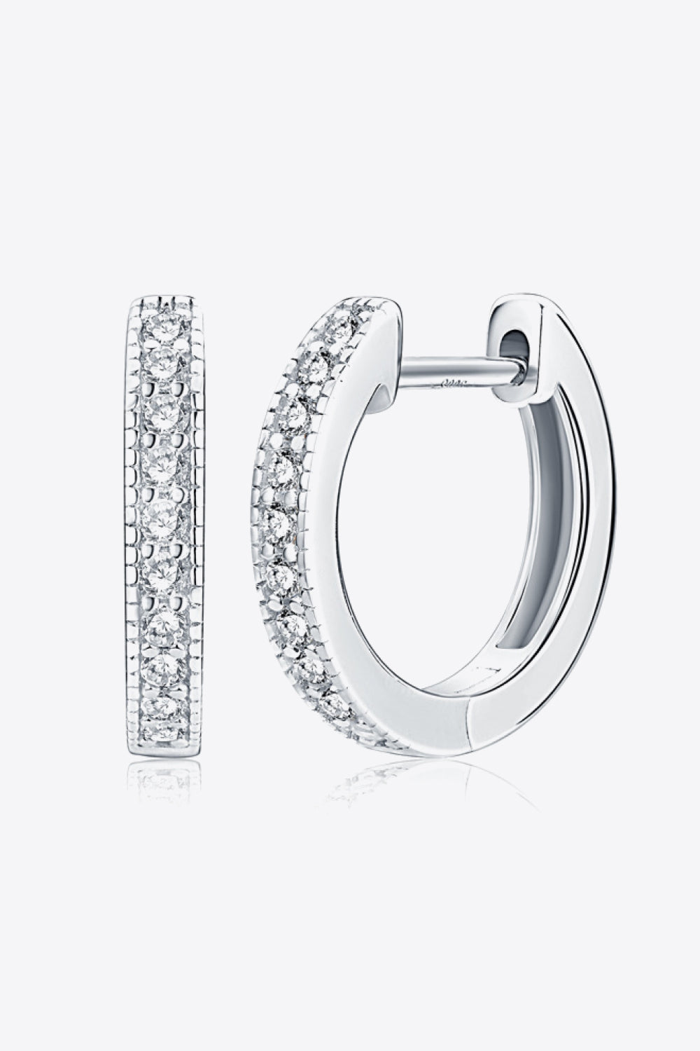 Inlaid Moissanite Hoop Earrings in Gold - women's hoop earrings