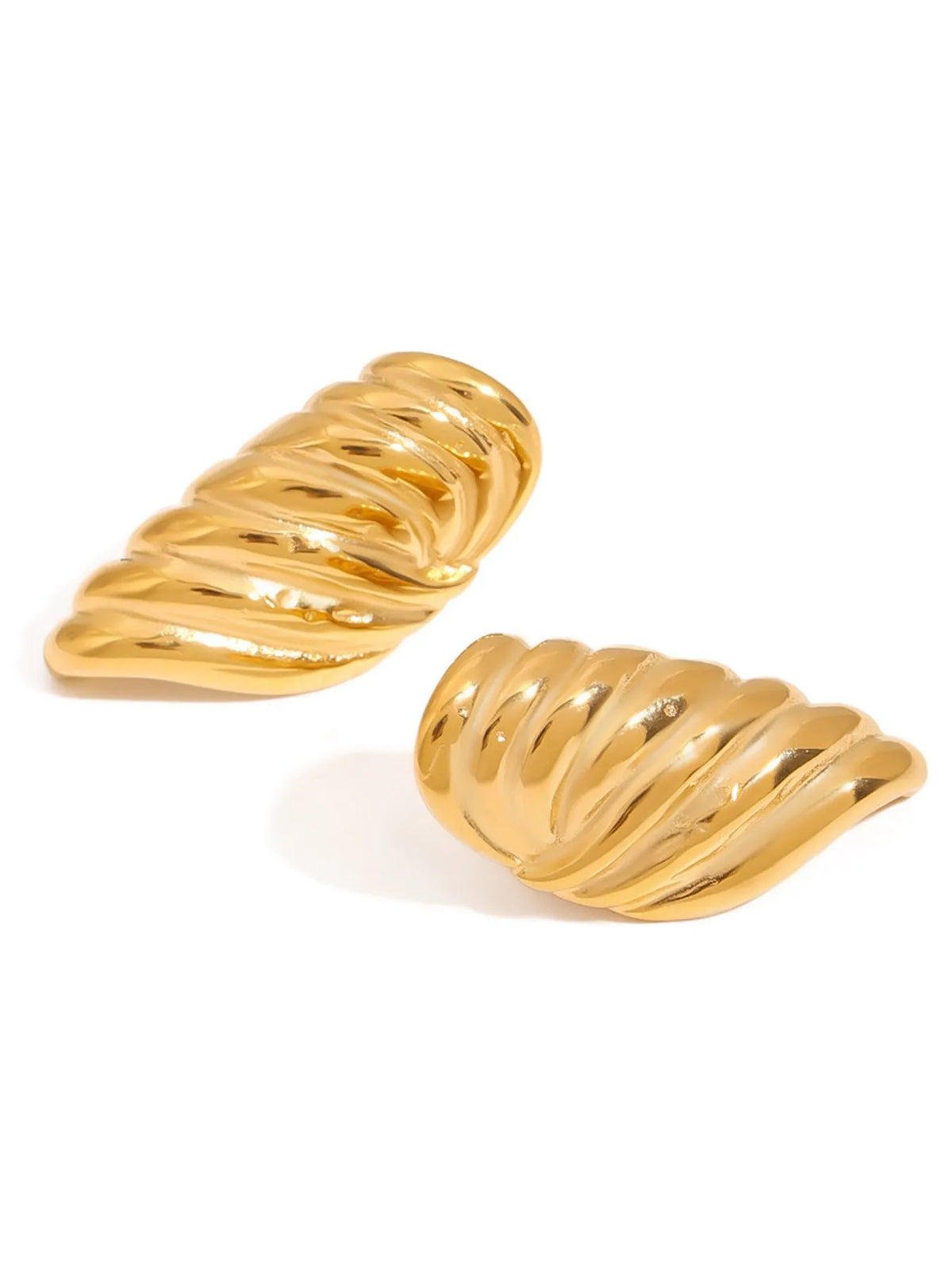 18K Gold-Plated Angel Wing Stud Earrings - alternate earring view