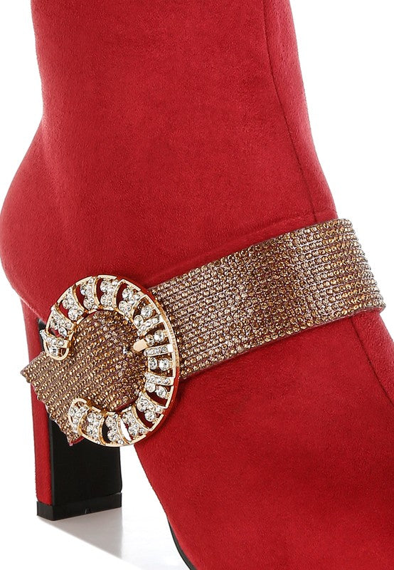 Rhinestones Strap Ankle Boots