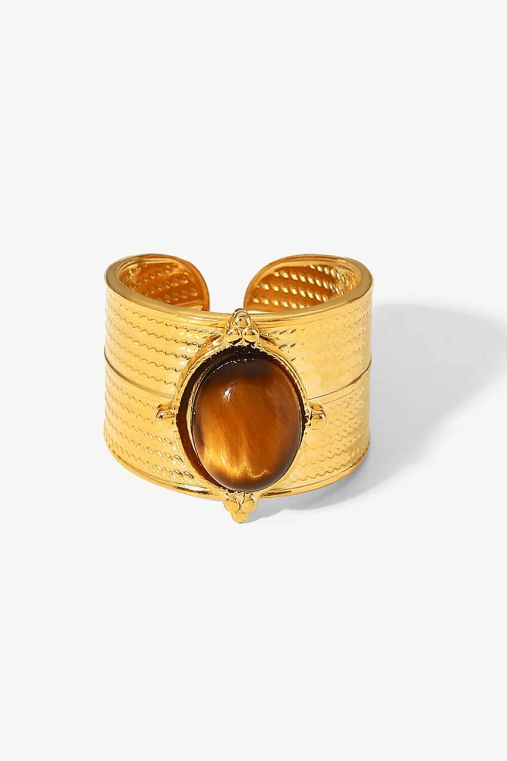 18K Gold-Plated Wide Open Ring in Brown - women's open ring