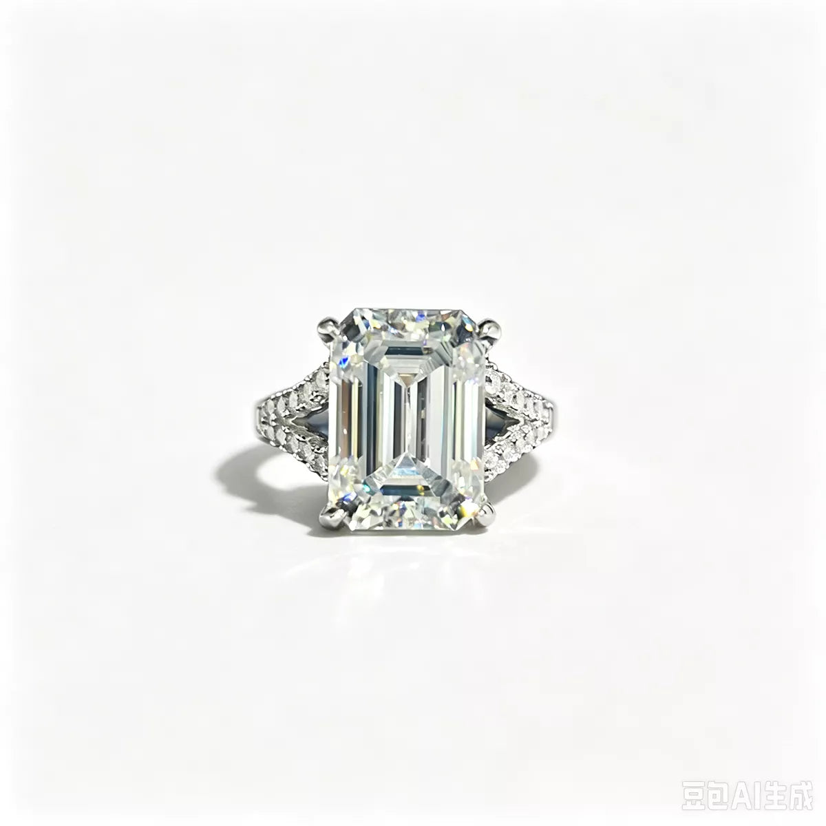 10 Carat Sterling Silver Moissanite Ring - alternate ring view